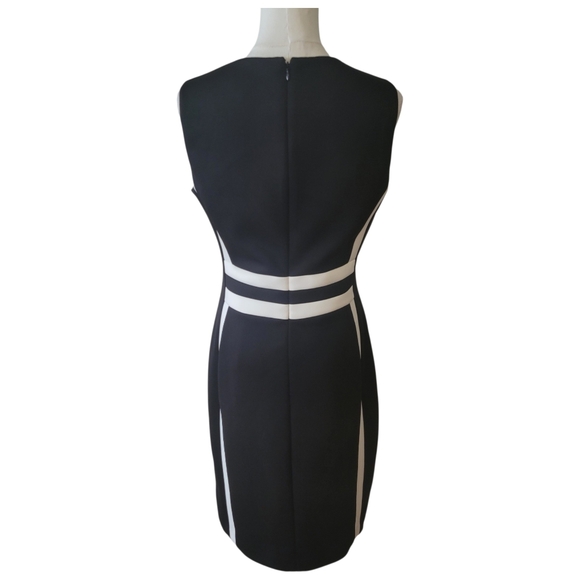 Calvin Klein Black & White Sleeveless Scuba Sheath Dress Size 8 - Picture 5 of 6